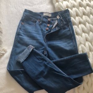 Madewell jeans, button up 10” high rise skinny